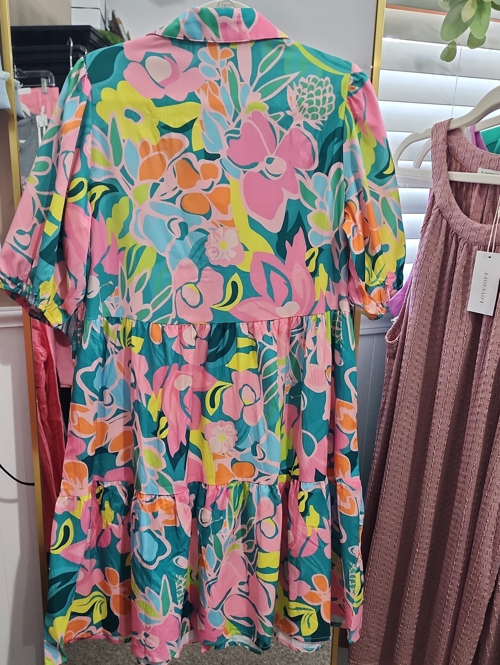 Floral Tiered Button-Front Dress in Multicolor - Picture 2 of 4